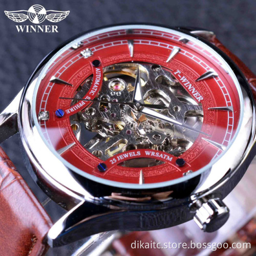 Fashion Black Golden Star Luxury Design Clock WINNER Mens Watch Top Brand Luxury Mechanical Skeleton Watch Relogio Masculino